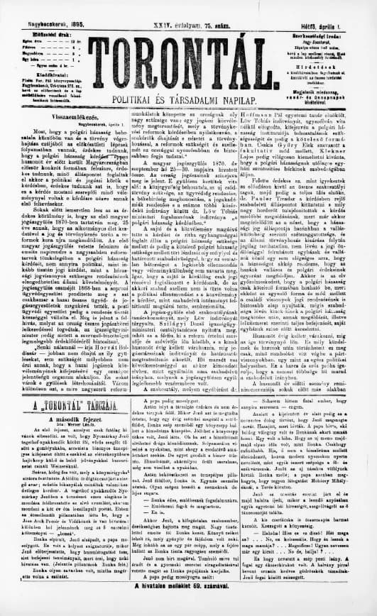 Torontál, 24. évf. 1895. április 1. 75. sz.