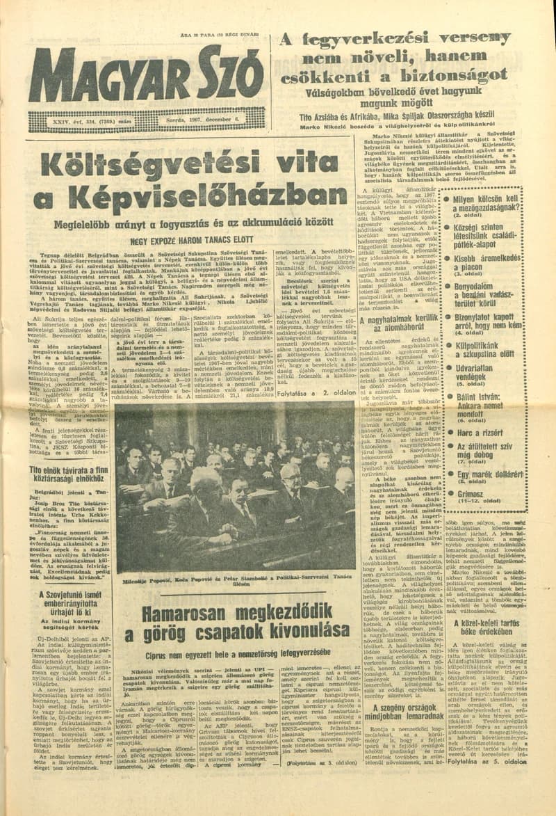 Magyar Szó, 24. évf. 1967. december 6. 334. sz. 1–16. oldal