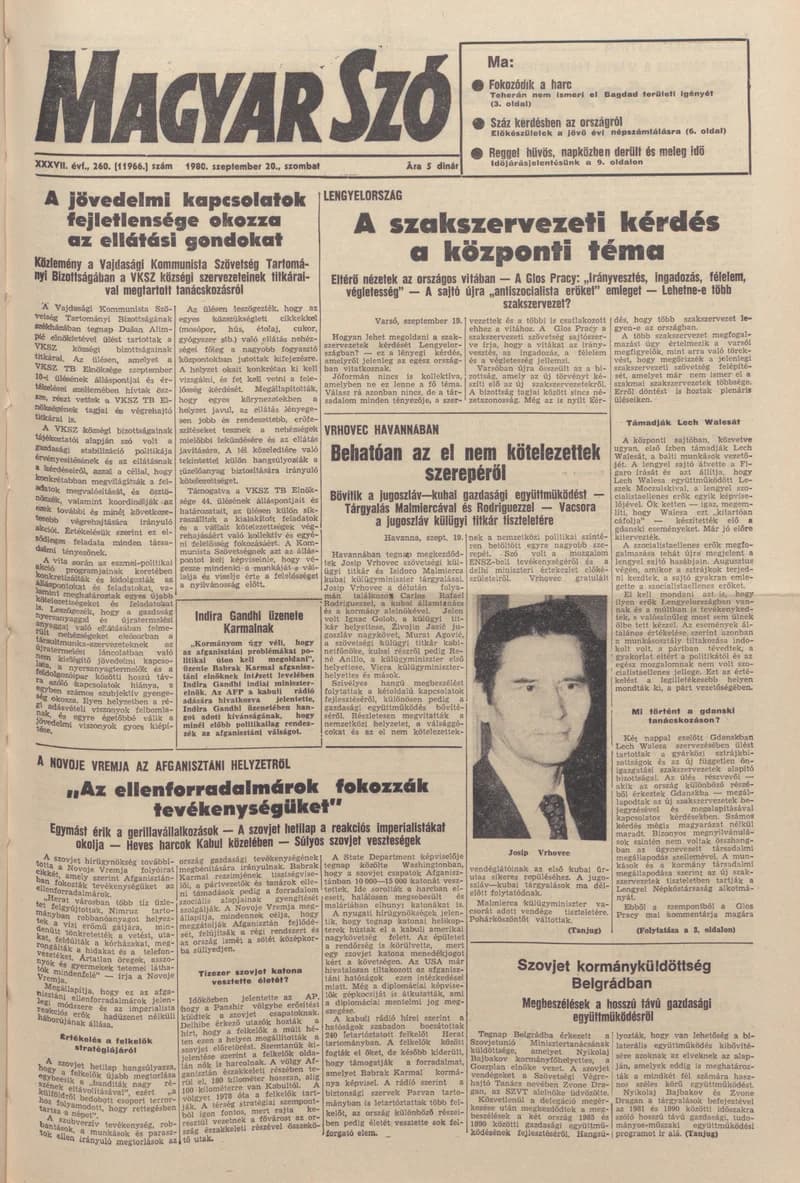 Magyar Szó, 37. évf. 1980. szeptember 20. 260. sz. 1–20. oldal