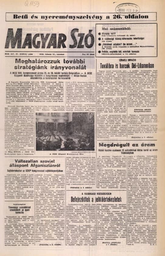 Magyar Szó, 43. évf. 1986. február 22. 51. sz. 1–28. oldal