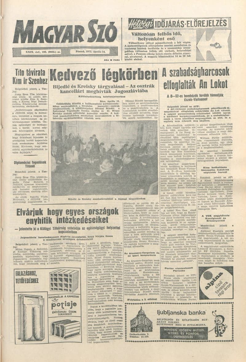 Magyar Szó, 29. évf. 1972. április 14. 103. sz. 1–12. oldal
