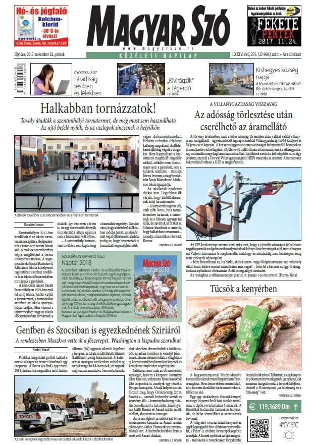 Magyar Szó, 74. évf. 2017. november 24. 275. sz. 1–16. oldal