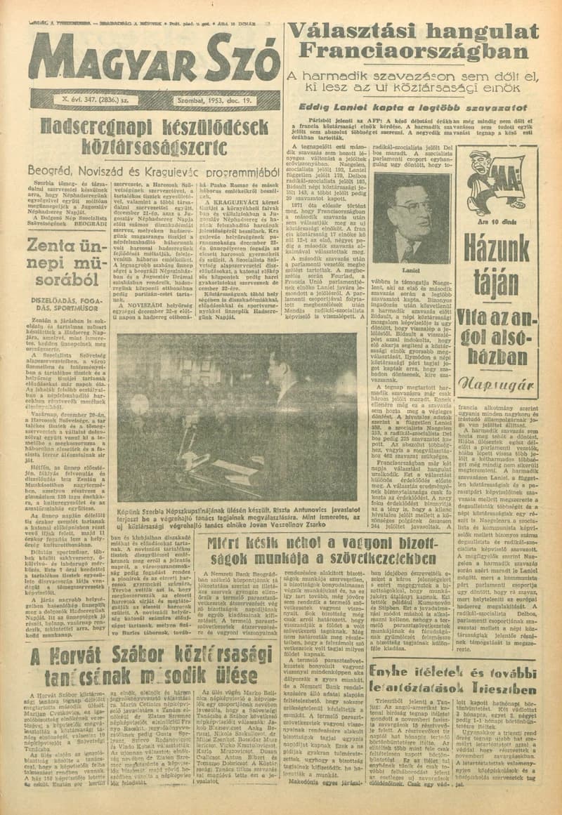 Magyar Szó, 10. évf. 1953. december 19. 347. sz. 1–12. oldal