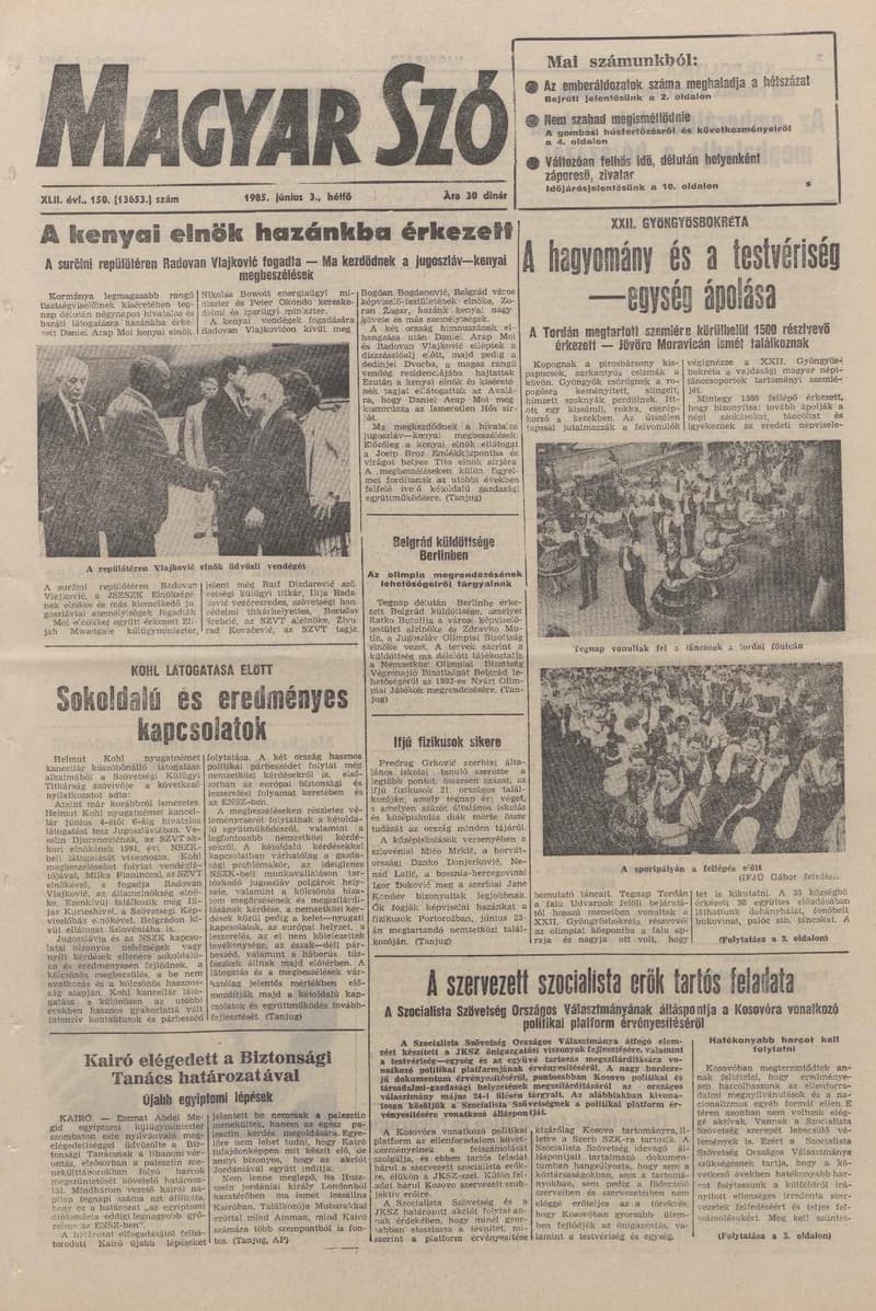 Magyar Szó, 42. évf. 1985. június 3. 150. sz. 1–20. oldal
