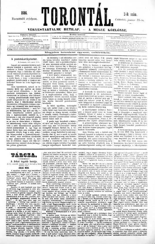 Torontál, 15. évf. 1886. január 14. 2. sz.