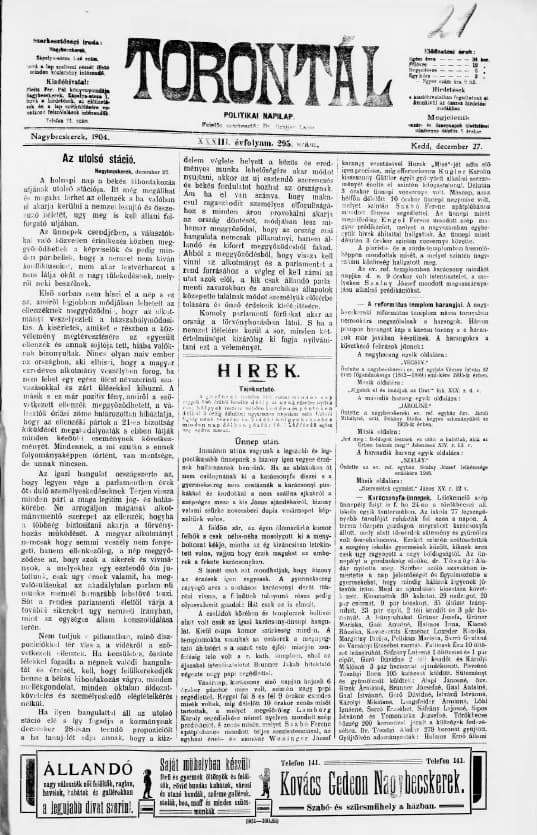 Torontál, 33. évf. 1904. december 27. 295. sz.