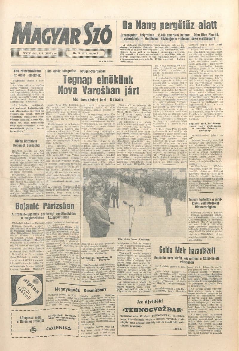 Magyar Szó, 29. évf. 1972. május 8. 125. sz. 1–10. oldal
