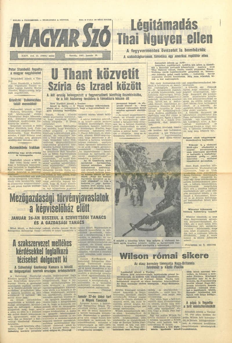 Magyar Szó, 24. évf. 1967. január 18. 15. sz. 1–16. oldal