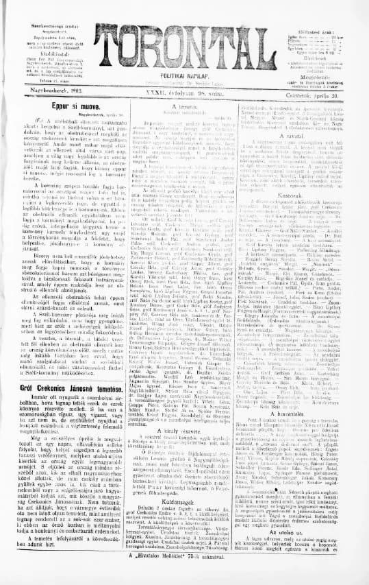 Torontál, 32. évf. 1903. április 30. 98. sz.