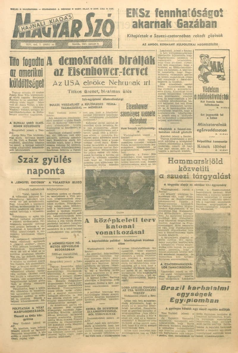 Magyar Szó, 14. évf. 1957. január 9. 7. sz. 1–14. oldal