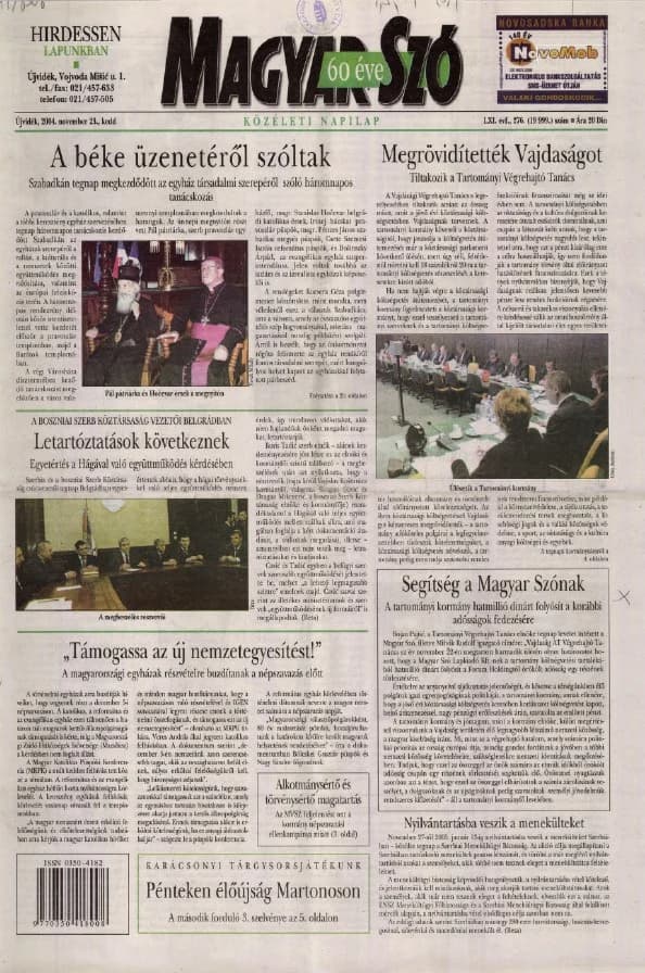 Magyar Szó, 61. évf. 2004. november 23. 276. sz. 1–20. oldal