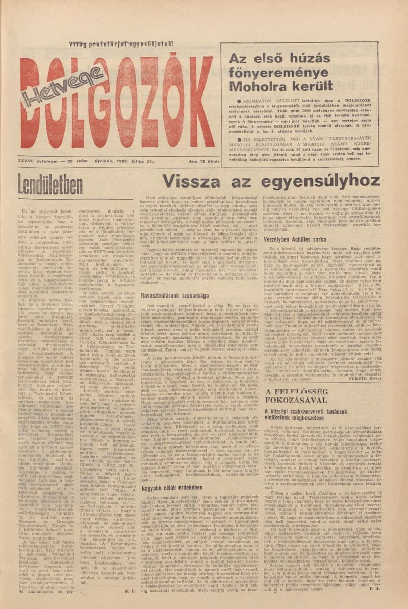 Dolgozók, 37. évf. 1983. július 21. 29. sz.