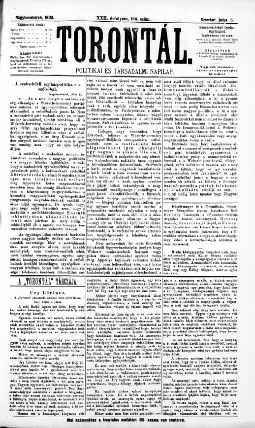 Torontál, 22. évf. 1893. július 15. 160. sz.