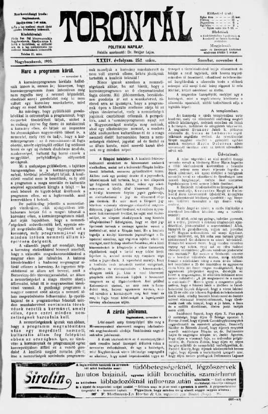Torontál, 34. évf. 1905. november 4. 252. sz.