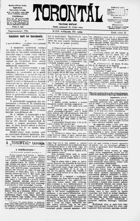Torontál, 35. évf. 1906. július 24. 167. sz.