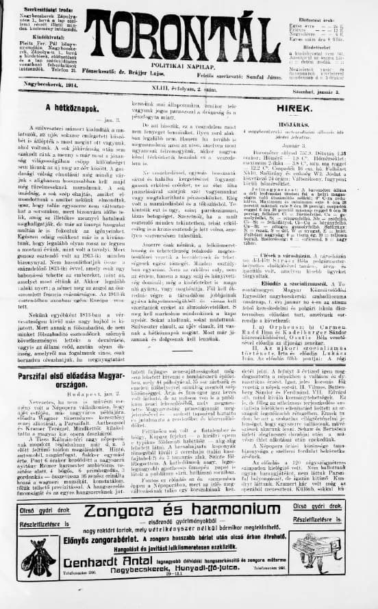 Torontál, 43. évf. 1914. január 3. 2. sz.