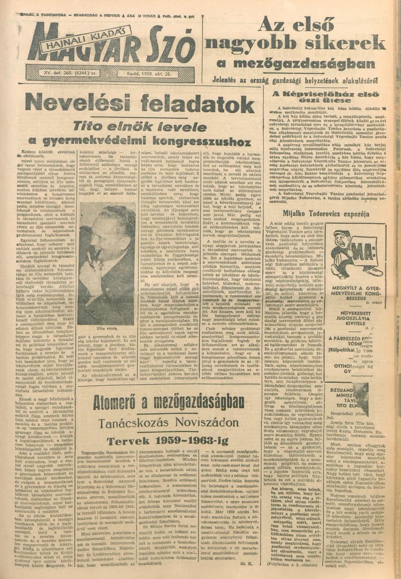 Magyar Szó, 15. évf. 1958. október 28. 268. sz.