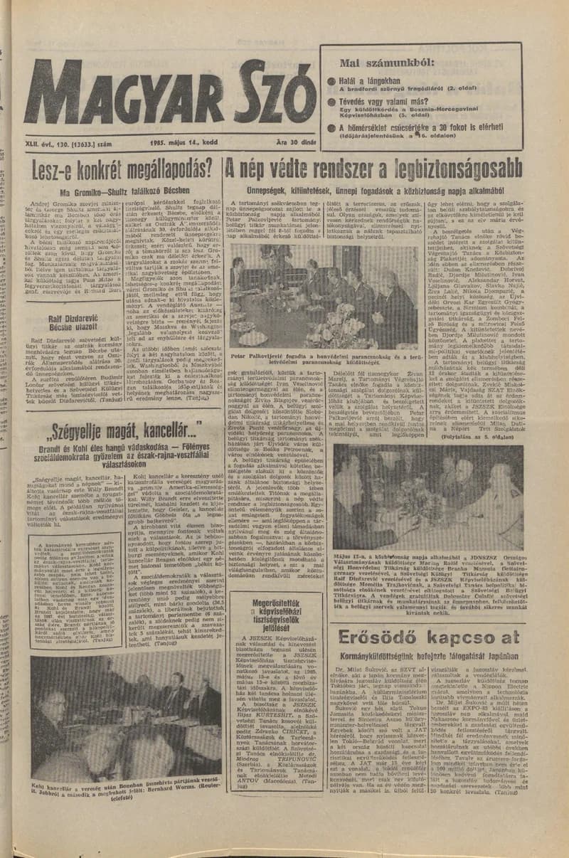 Magyar Szó, 42. évf. 1985. május 14. 130. sz. 1–32. oldal