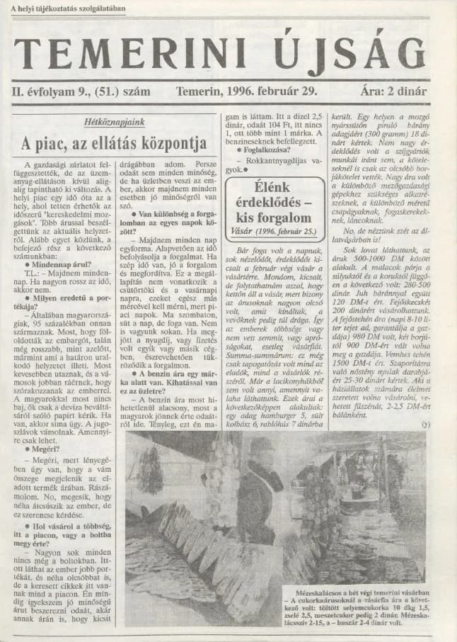 Temerini Újság, 2. évf. 1996. február 29. 9. sz.