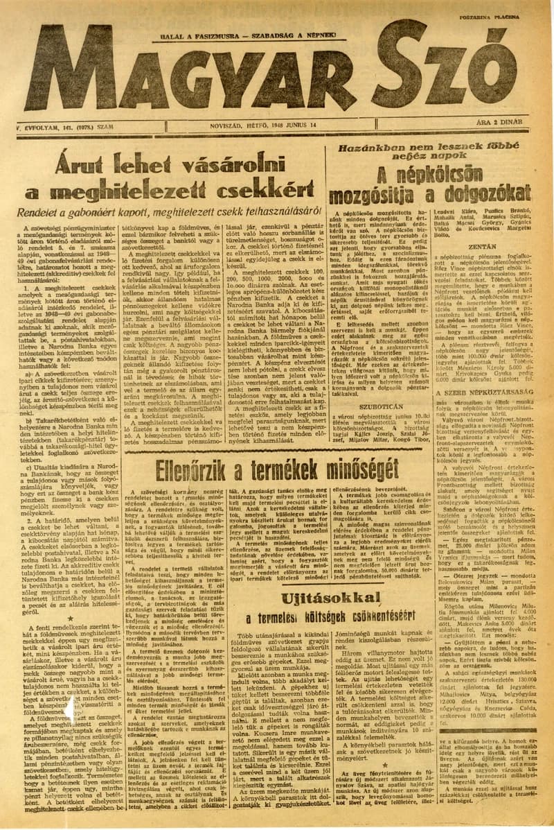 Magyar Szó, 5. évf. 1948. június 14. 141. sz. 1–4. oldal