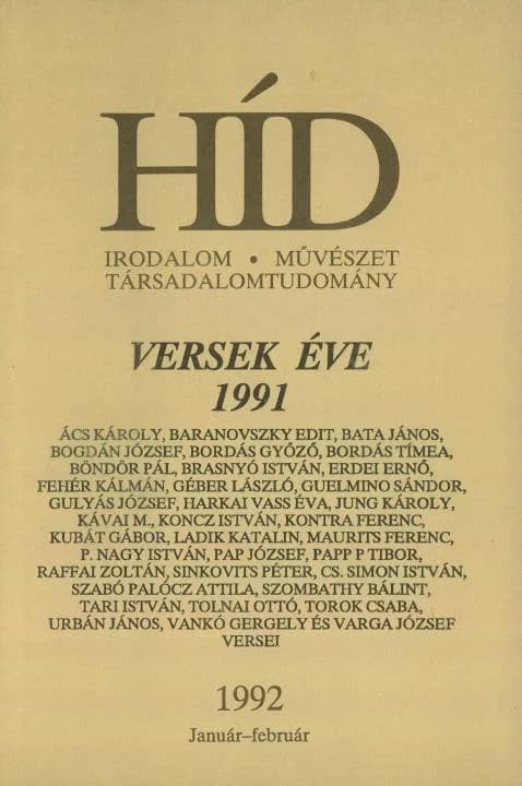 Híd, 56. évf. 1992. január – február. 1–2. sz. 1–116. oldal