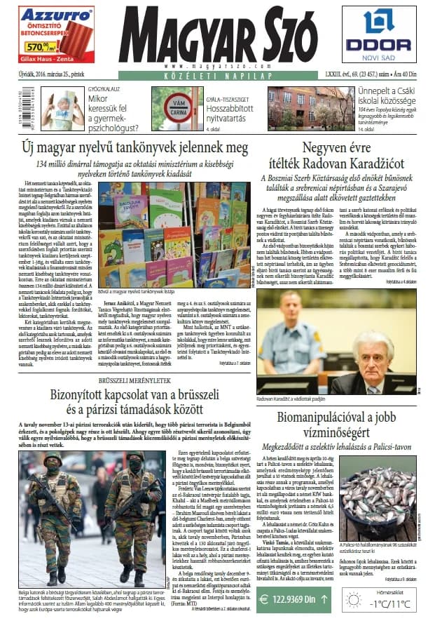 Magyar Szó, 73. évf. 2016. március 25. 69. sz. 1–16. oldal