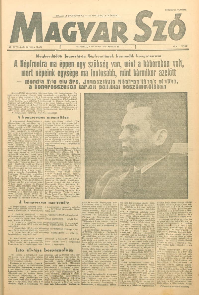 Magyar Szó, 6. évf. 1949. április 10. 36. sz. 1–6. oldal