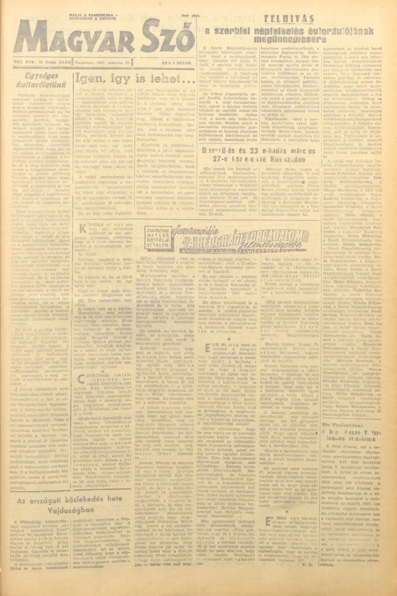 Magyar Szó, 8. évf. 1951. március 25. 71. sz. 1–4. oldal