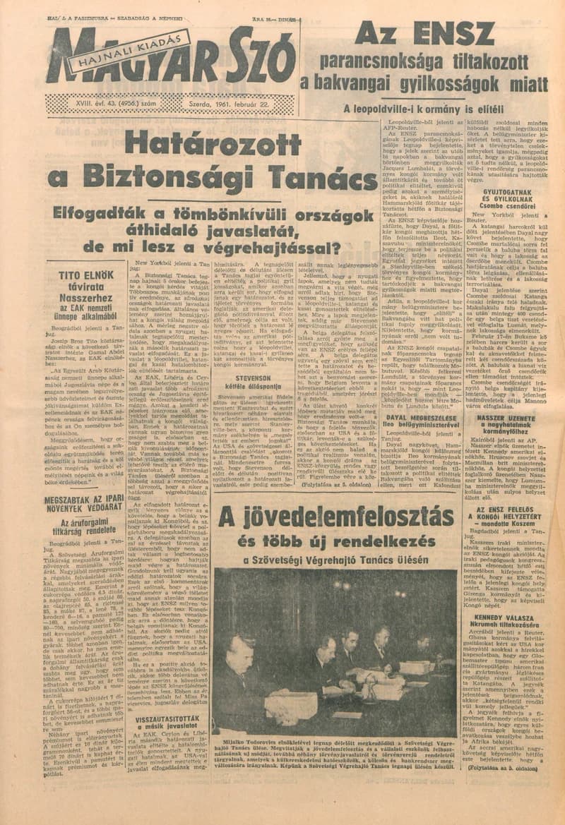 Magyar Szó, 18. évf. 1961. február 22. 43. sz. 1–12. oldal