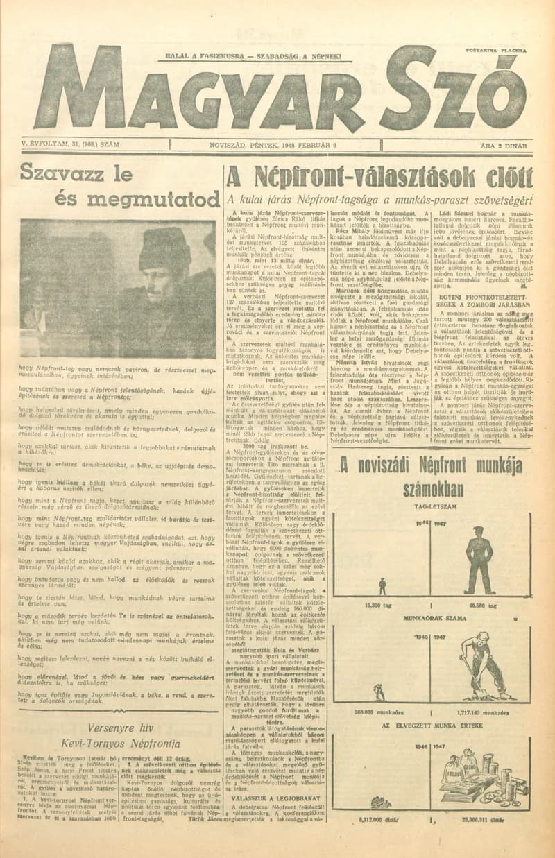 Magyar Szó, 5. évf. 1948. február 6. 31. sz. 1–6. oldal