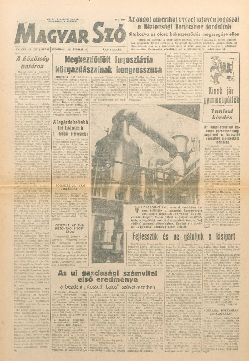 Magyar Szó, 9. évf. 1952. április 12. 89. sz. 1–4. oldal