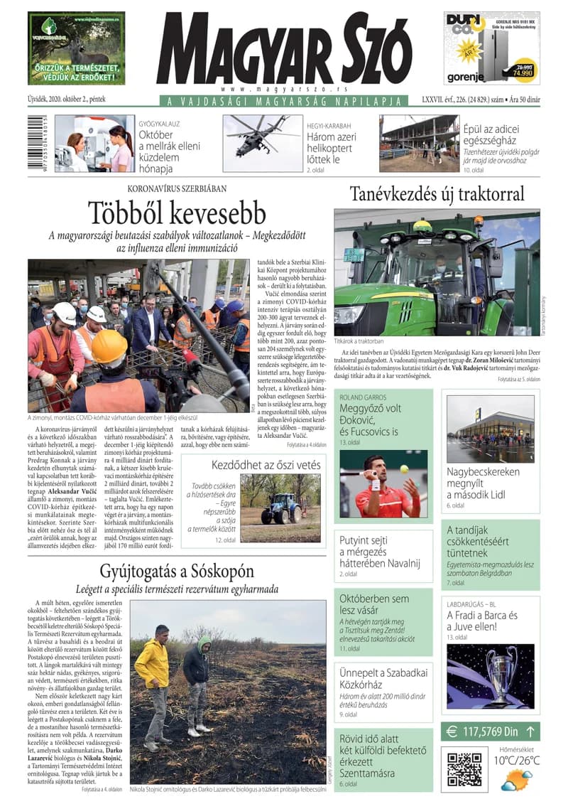 Magyar Szó, 77. évf. 2020. október 2. 226. sz. 1–16. oldal