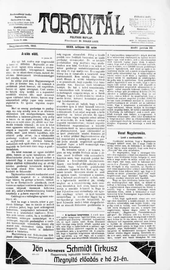 Torontál, 39. évf. 1910. június 20. 138. sz.