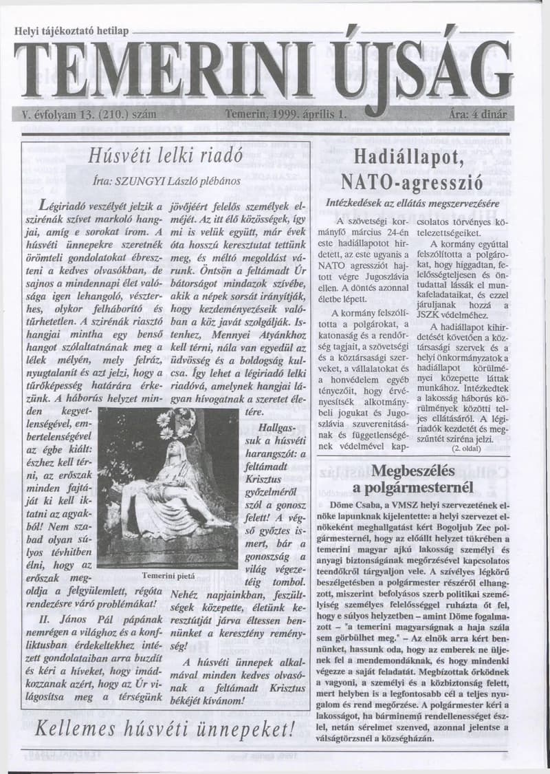 Temerini Újság, 5. évf. 1999. április 1. 13. sz.