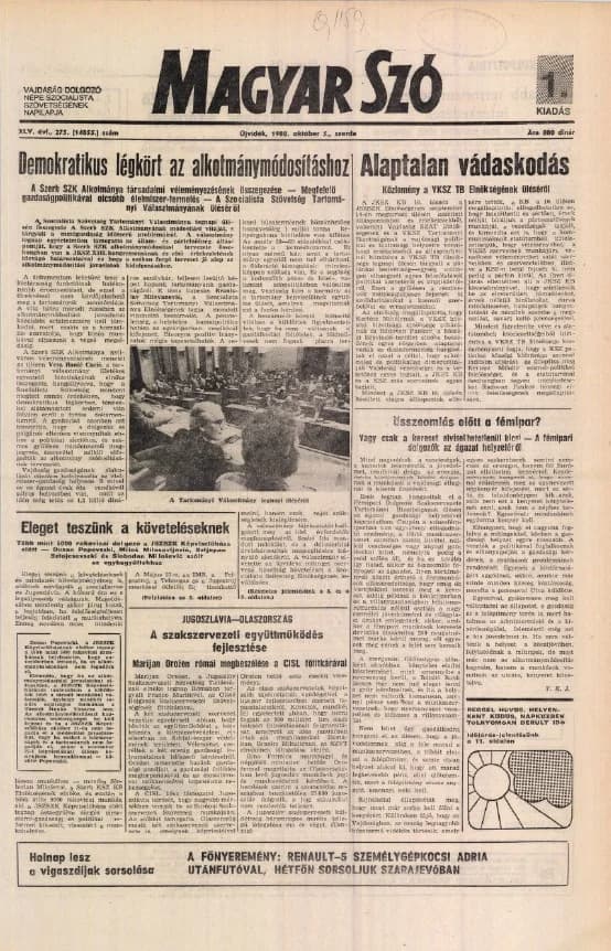 Magyar Szó, 45. évf. 1988. október 5. 275. sz.