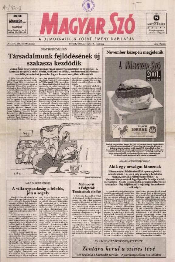 Magyar Szó, 57. évf. 2000. november 5. 263. sz. 1–24. oldal