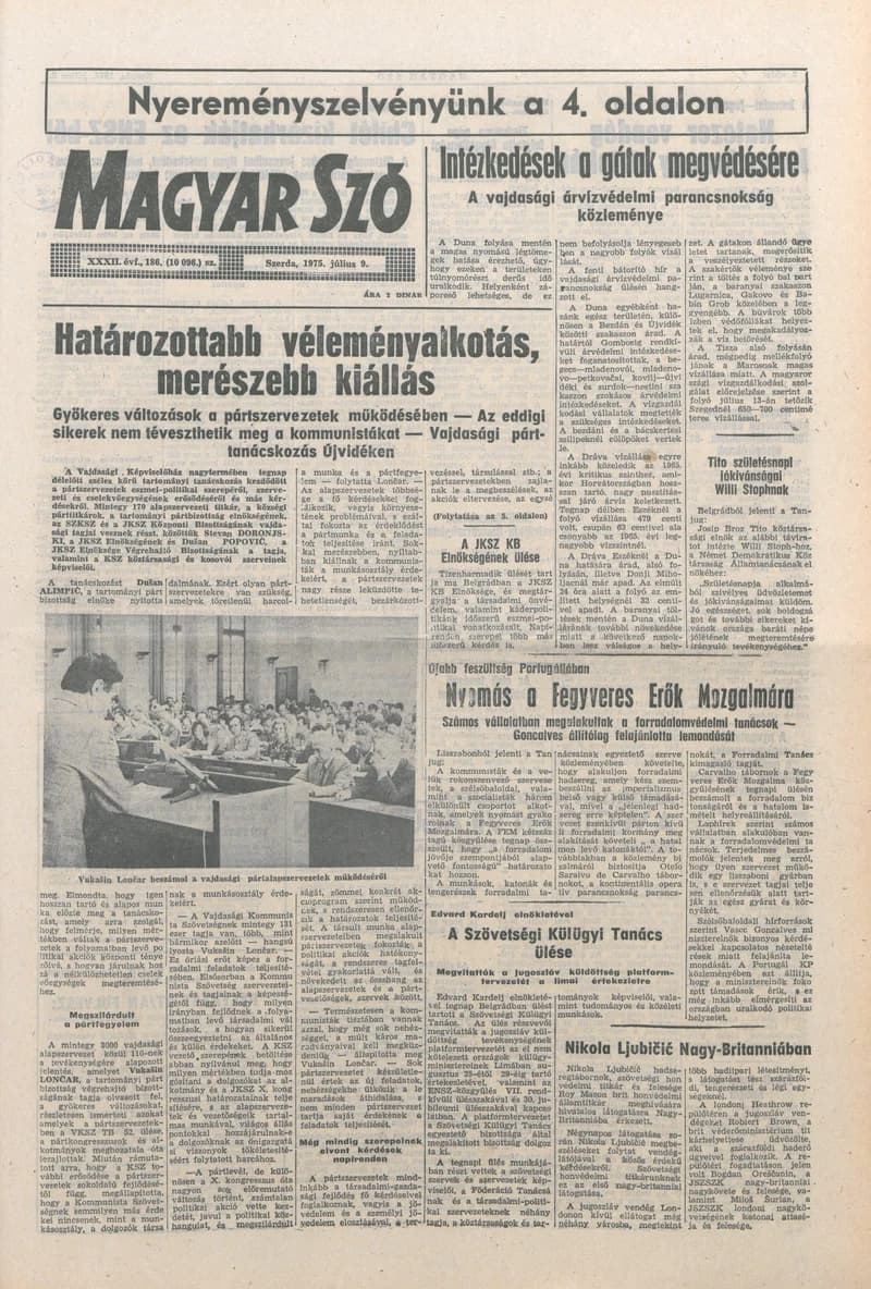 Magyar Szó, 32. évf. 1975. július 9. 186. sz.