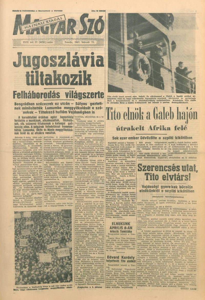 Magyar Szó, 18. évf. 1961. február 15. 37. sz. 1–12. oldal