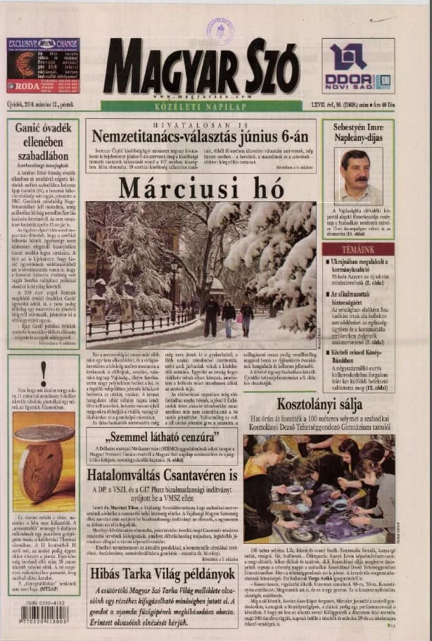 Magyar Szó, 67. évf. 2010. március 12. 58. sz. 1–20. oldal