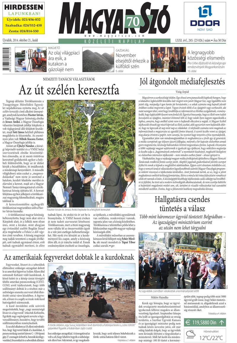 Magyar Szó, 71. évf. 2014. október 21. 245. sz. 1–16. oldal