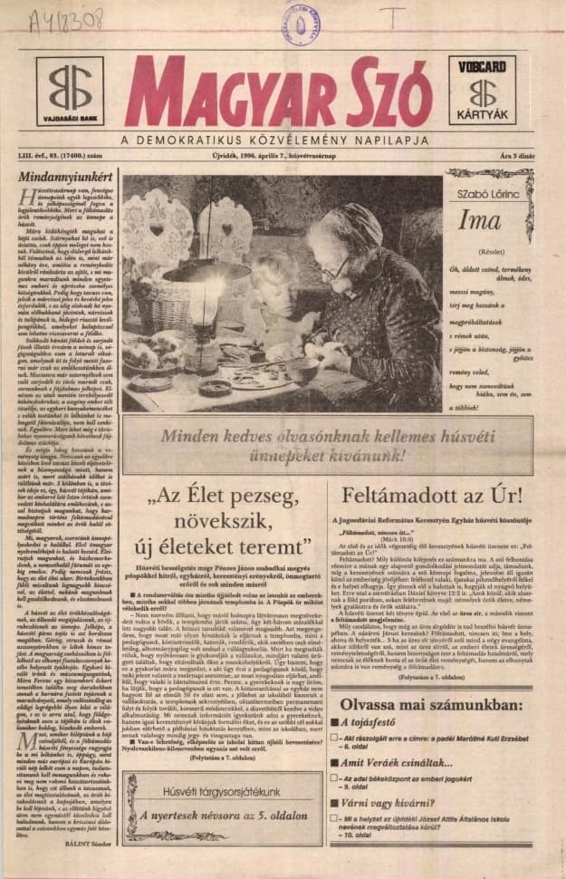 Magyar Szó, 53. évf. 1996. április 7. 83. sz. 1–24. oldal