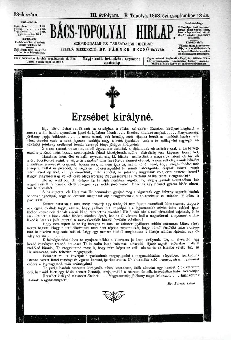 Bács-Topolyai Hirlap, 3. évf. 1898. szeptember 18. 38. sz.
