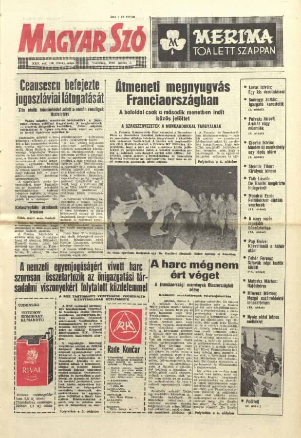 Magyar Szó, 25. évf. 1968. június 2. 150. sz. 1–32. oldal