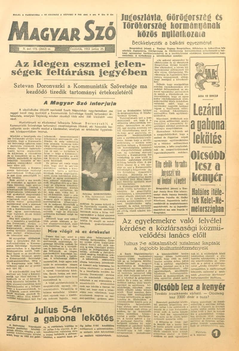 Magyar Szó, 10. évf. 1953. június 25. 173. sz. 1–10. oldal