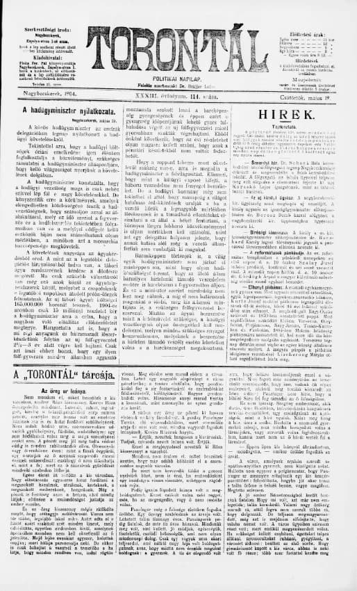 Torontál, 33. évf. 1904. május 19. 114. sz.