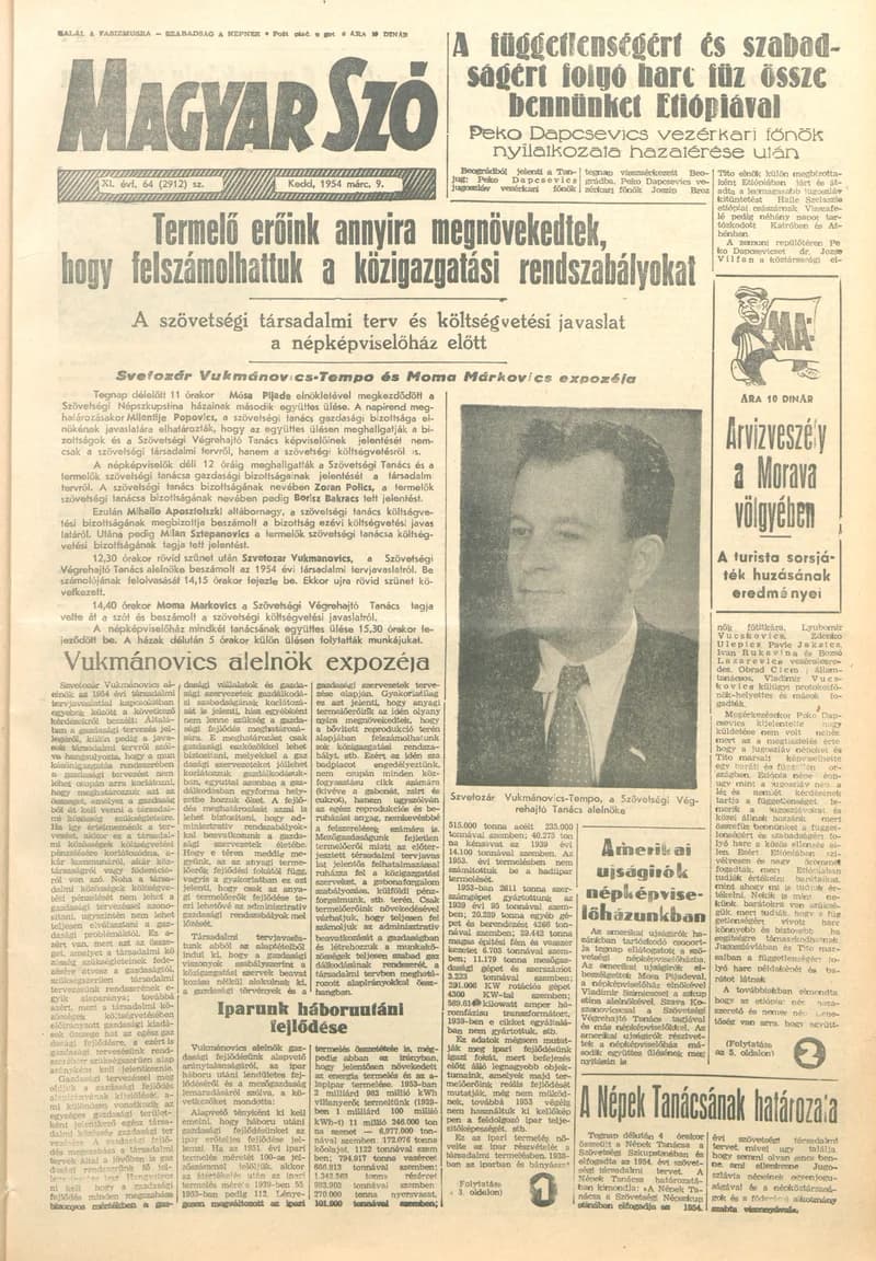 Magyar Szó, 11. évf. 1954. március 9. 64. sz. 1–10. oldal