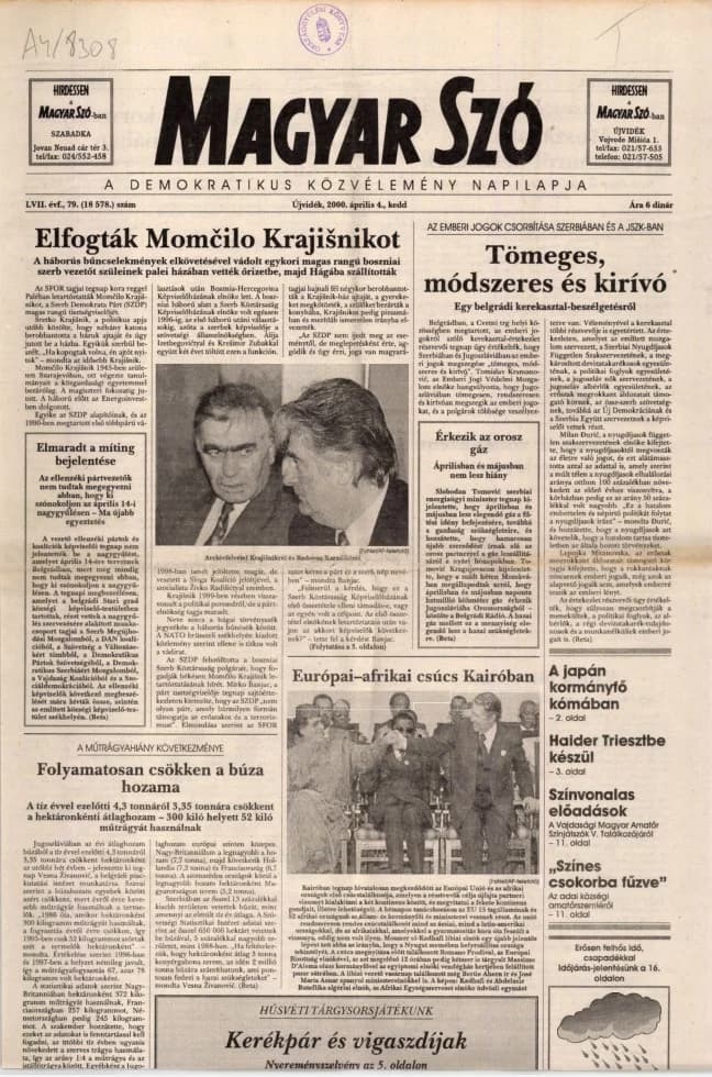 Magyar Szó, 57. évf. 2000. április 4. 79. sz. 1–16. oldal