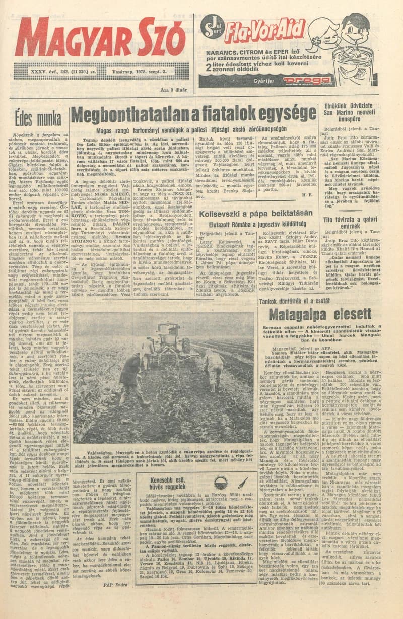 Magyar Szó, 35. évf. 1978. szeptember 3. 242. sz. 1–28. oldal