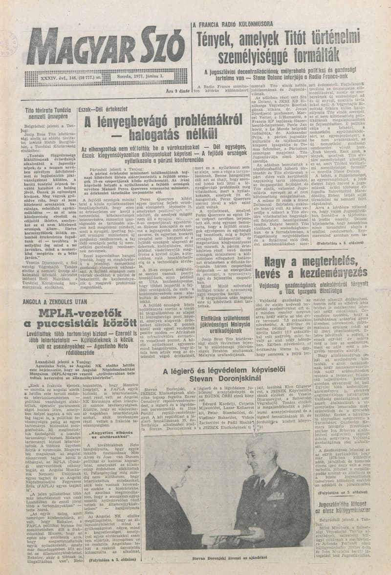 Magyar Szó, 34. évf. 1977. június 1. 148. sz.