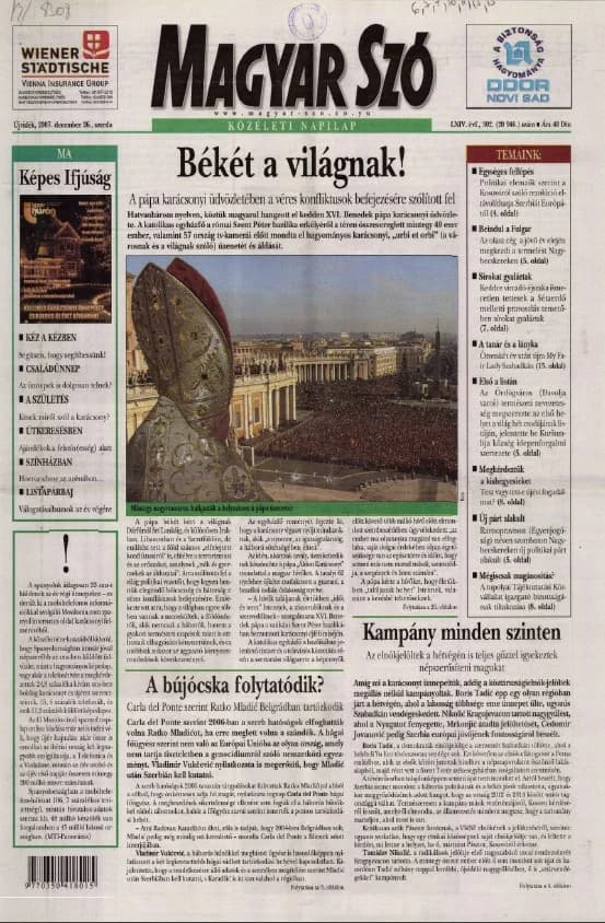 Magyar Szó, 64. évf. 2007. december 26. 302. sz. 1–20. oldal
